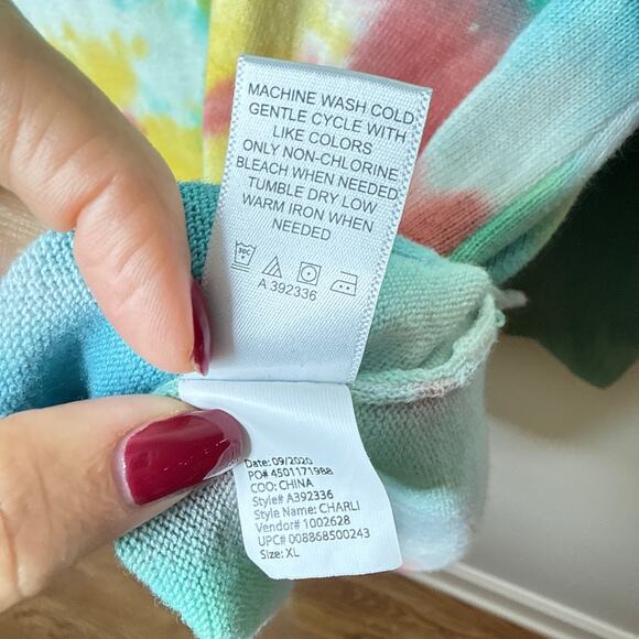 LOGO by Lori Goldstein‎ Charlie Hand Tie-Dyed High-Low Sweater XL Raglan Sleeve - Picture 8 of 8